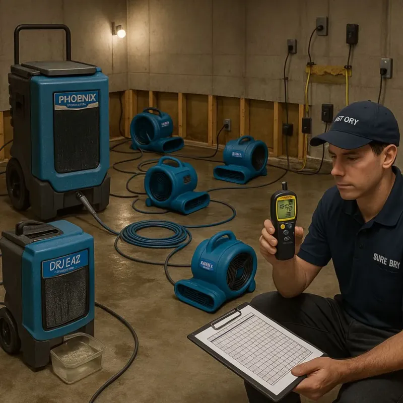 Structural Drying and Dehumidification process in La Villa, TX